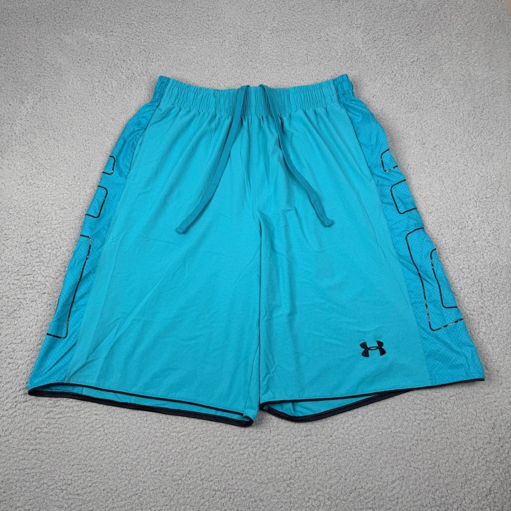 Under Armour Basketball Shorts Mens XL Teal 11" Loose Fit Athletic Gym 1228734